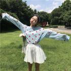 Dotted Lettering Long-sleeve Knit T-shirt