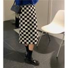 High-waist Checkerboard Skirt Black & White - One Size