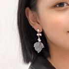 Faux Pearl Acrylic Leaf Dangle Earring As Shown In Figure - One Size