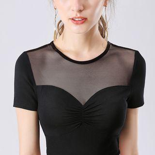 Short-sleeve Mesh Yoke T-shirt