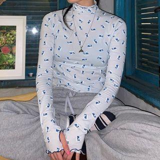 Long-sleeve All Over Print Top