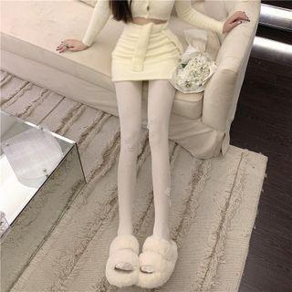 Beaded Flower Accent Tights
