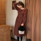 Frilled-collar Checked Dress