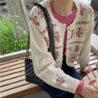 Floral Print Cardigan Floral - White - One Size