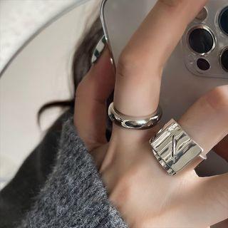 Polished Alloy Open Ring / Wavy Textured Alloy Open Ring