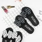 Dotted Bow Flat Slide Sandals
