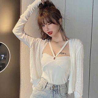 Cutout Camisole Top / Cardigan / Set
