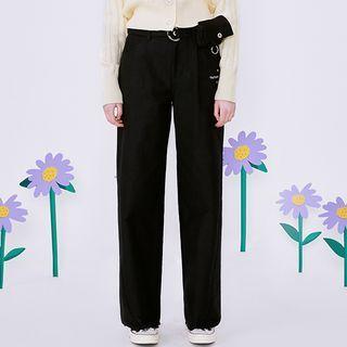 Fray-hem Wide-leg Pants With Belt Bag