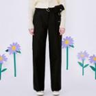 Fray-hem Wide-leg Pants With Belt Bag