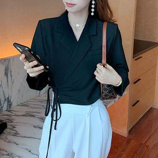 Plain Wrapped Cropped Blazer