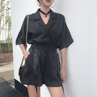 Strap Detail High-waist Shorts