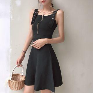 Sleeveless Zipped Knit A-line Dress