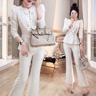 Set: Bow Blouse + Bootcut Pants