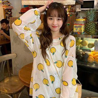 Loose-fit Orange Print Light Top
