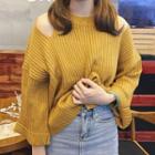 Cut Out Shoulder 3/4 Sleeve Sweater