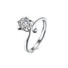 925 Sterling Silver Fashion Elegant Flower Cubic Zircon Adjustable Ring Silver - One Size