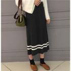 Stripe Accordion Knit Midi Skirt