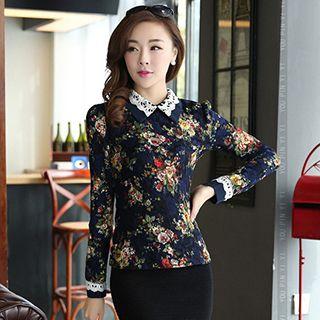 Long-sleeve Floral Lace Top