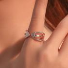 Rhinestone Ring 01 - 3666 - Rose Gold - One Size