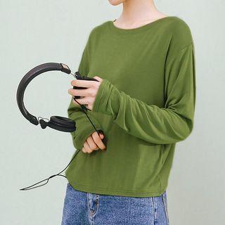 Slit Back Long-sleeve T-shirt
