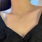 Bow Faux Pearl Pendant Alloy Choker 1 Pc - Necklace - Gold - One Size