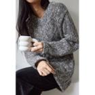 V-neck M Lange Mini Sweater Dress