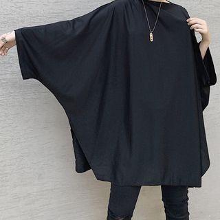 Dolman-sleeve Plain T-shirt