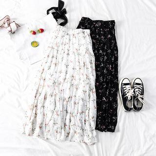 Floral Print Ruched A-line Skirt