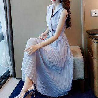 Sleeveless Double-breasted Midi A-line Dress