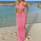 Set: Plain Crop Top + Midi A-line Dress