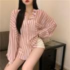 Striped Loose-fit Light Shirt As Figure - One Size