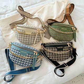 Chain Detail Plaid Sling Bag