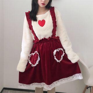 Fleece Sweatshirt / Suspender A-line Skirt