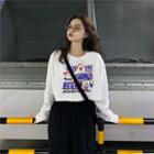 Long-sleeve Cartoon Printed Letter T-shirt / Wide-leg Shorts