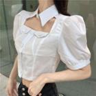 Short-sleeve Cutout Single-breasted Top