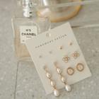 Set Of 10: Faux-pearl Earrings Gold - One Size