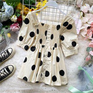 Polka-dot Short-sleeve Blouse