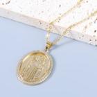Rhinestone Metal Disc Necklace Gold - One Size