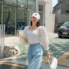 Square-neck Crochet Crop Top White - One Size