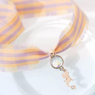 Alloy Mermaid Pendant Choker Purple & Orange - One Size