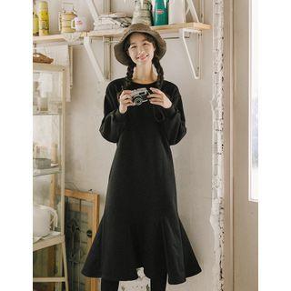 Ruffle-hem Napped Pullover Dress