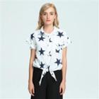 Short-sleeve Star Tie-front Blouse