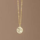 Chinese Characters Pendant Sterling Silver Necklace 1 Pc - Gold - One Size