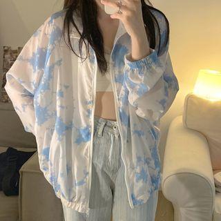 Tie-dyed Zip-up Jacket White - One Size