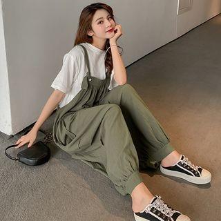 Short-sleeve Lettering T-shirt / Harem Jumper Pants