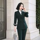 Double-breasted Blazer / Dress Pants / Long-sleeve Shirt / Set
