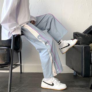 Buttoned-seam Wide-leg Jeans