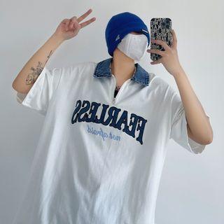 Embroider Letter Zip Oversize Top