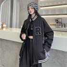 Checkered Letter Embroidered Jacket