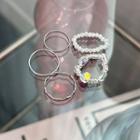 Set Of 5: Bead & Skinny Stacking Ring One Size
